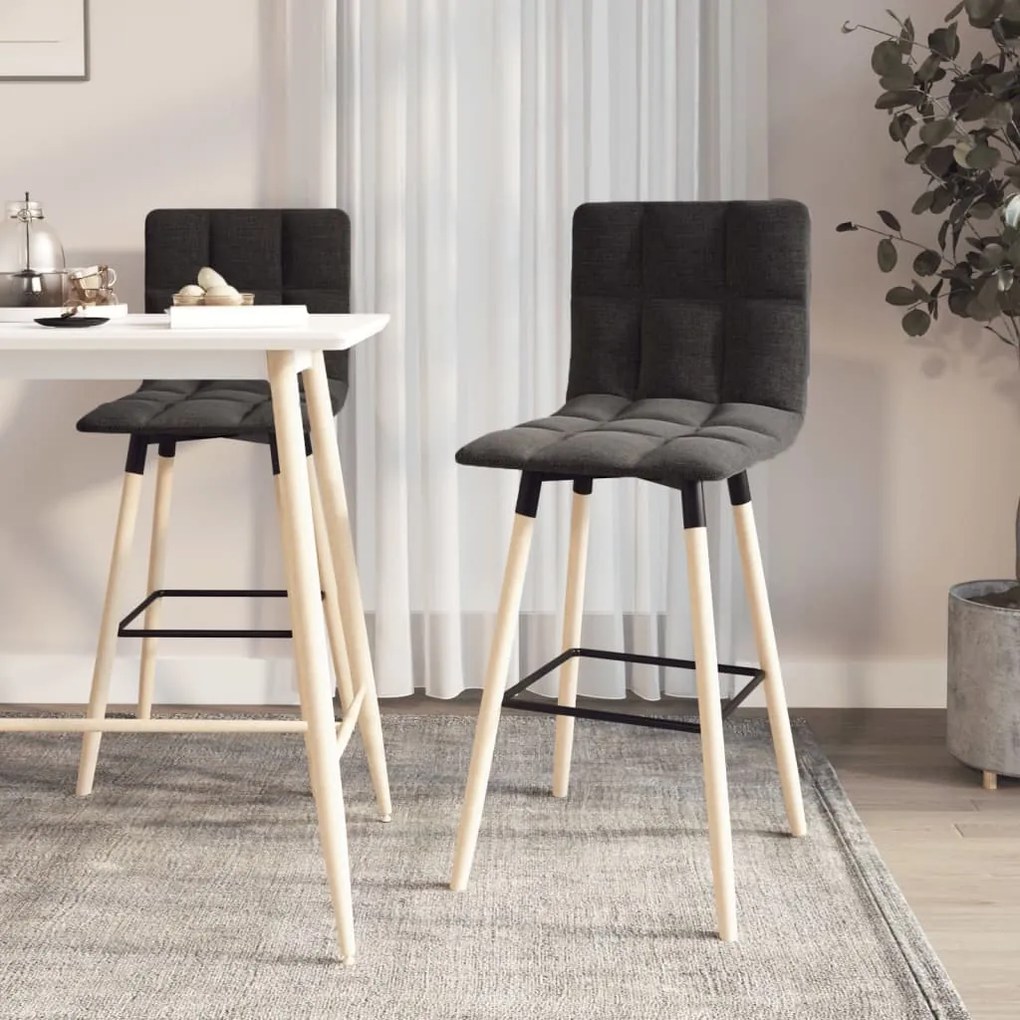338658 vidaXL Bancos de bar 2 pcs tecido preto