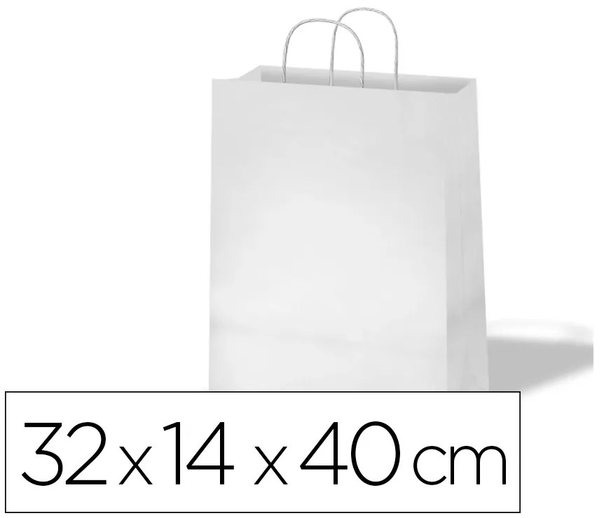 Bolsa de Papel Basika Celulose Branca Asa Retorcida Formato \"l\"" 320x140x400 mm"