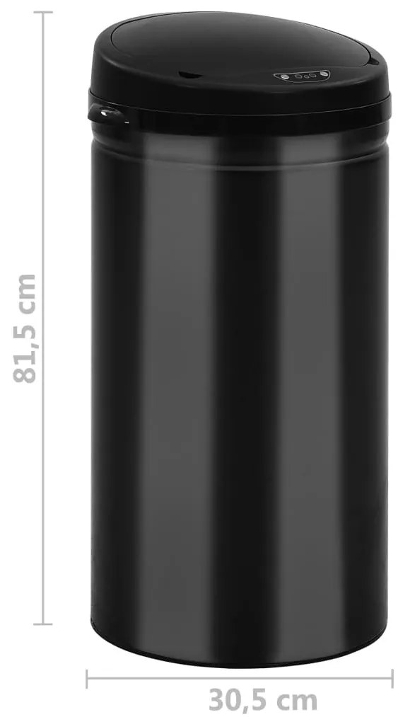 Caixote do lixo com sensor automático 50 L aço carbono preto
