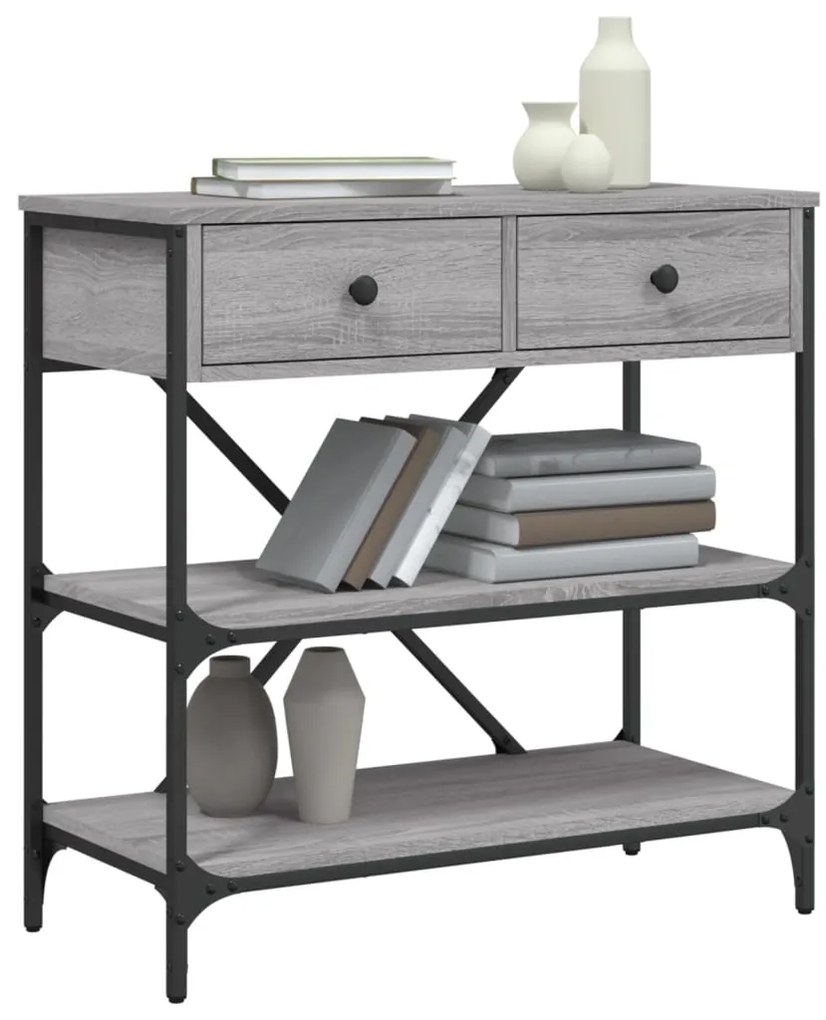 Mesa consola 75x34,5x75 cm derivados de madeira cinzento sonoma
