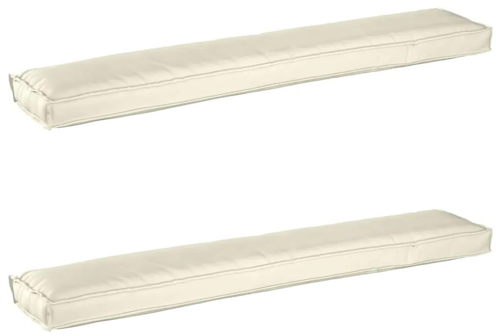 Almofadas de Palete para Banco 2 pcs Creme 200x40x8 cm Tecido Oxford