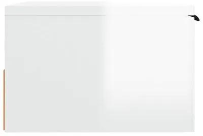 Mesa de Cabeceira Joan-  De Parede - Cor Branco Brilhante - 34x30x20 c