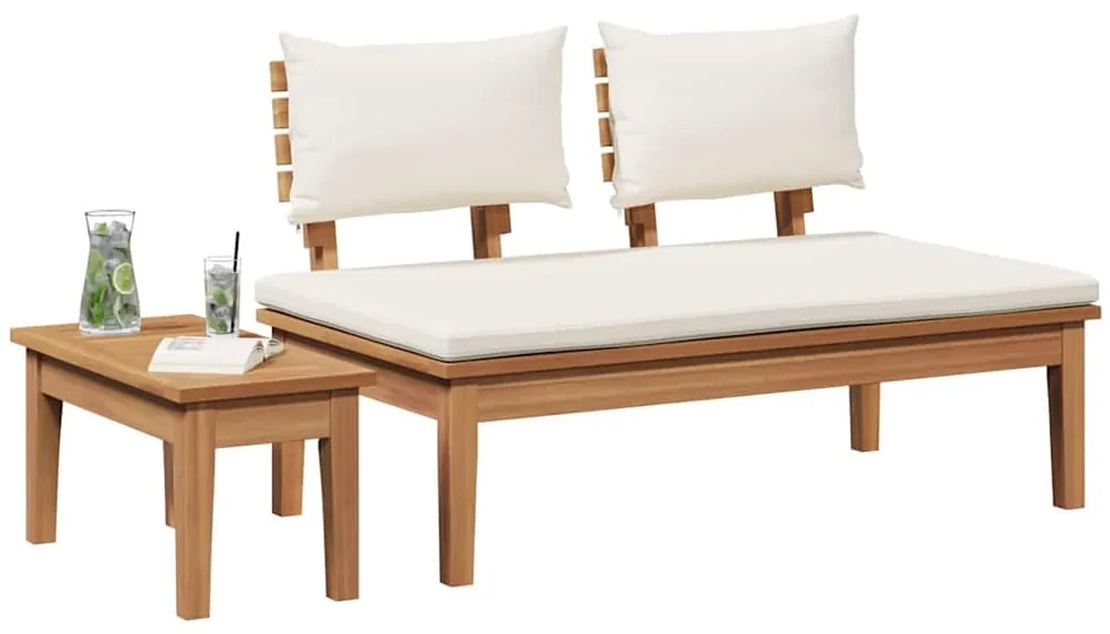 Conjunto de Banco de Jardim de 2 Peças de Madeira Maciça de Teak