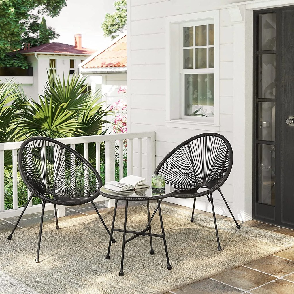 Conjunto de jardim 2 Cadeiras acapulco e mesa jardim preto