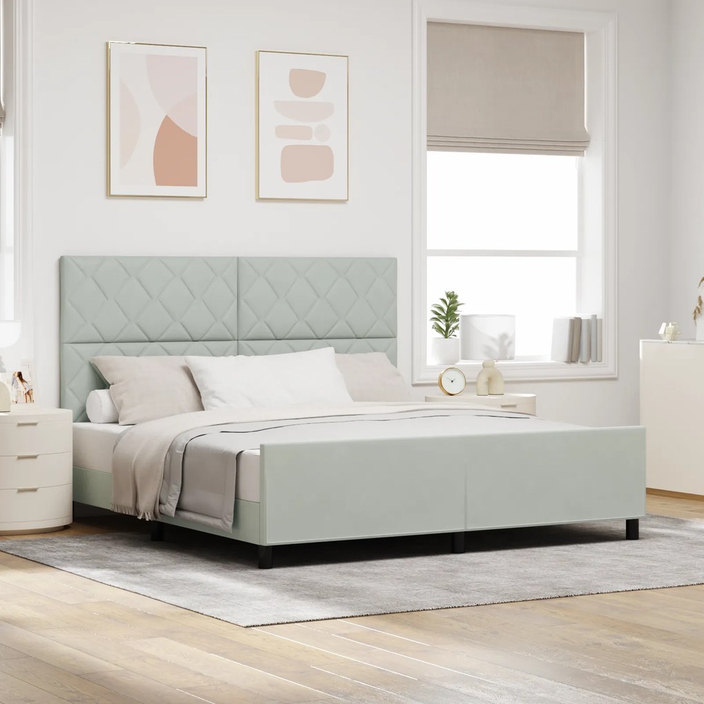Cama vidaXL em Cinzento-claro - 180x200 cm Veludo