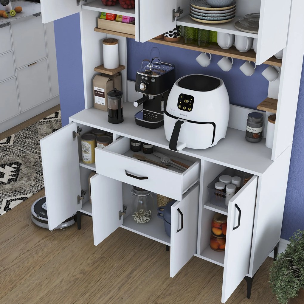 Armário Alto de Cozinha "Stella" - 120 x 184,2 x 40 cm - Nogueira e Br