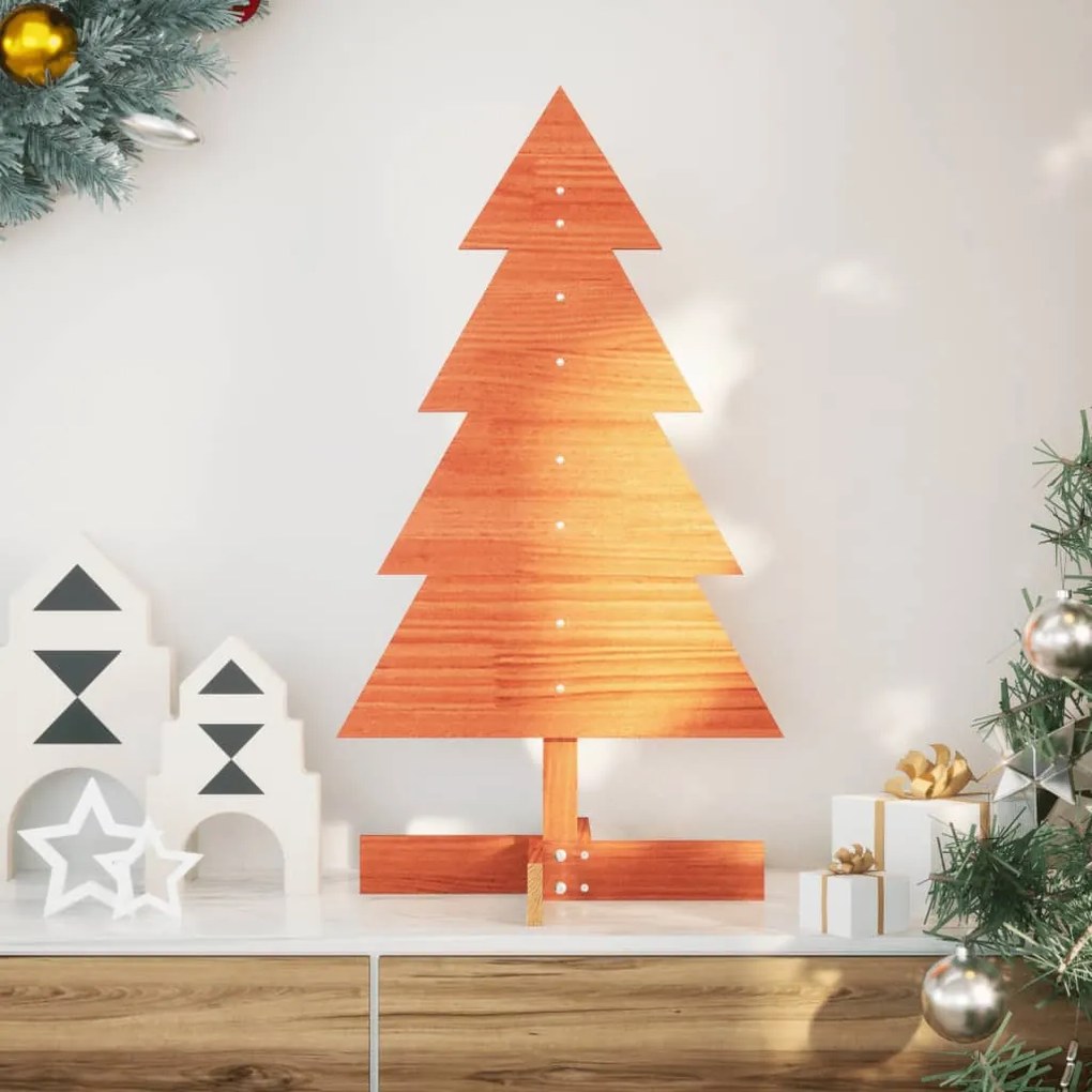Árvore de Natal decorativa 80 cm pinho maciço castanho-mel