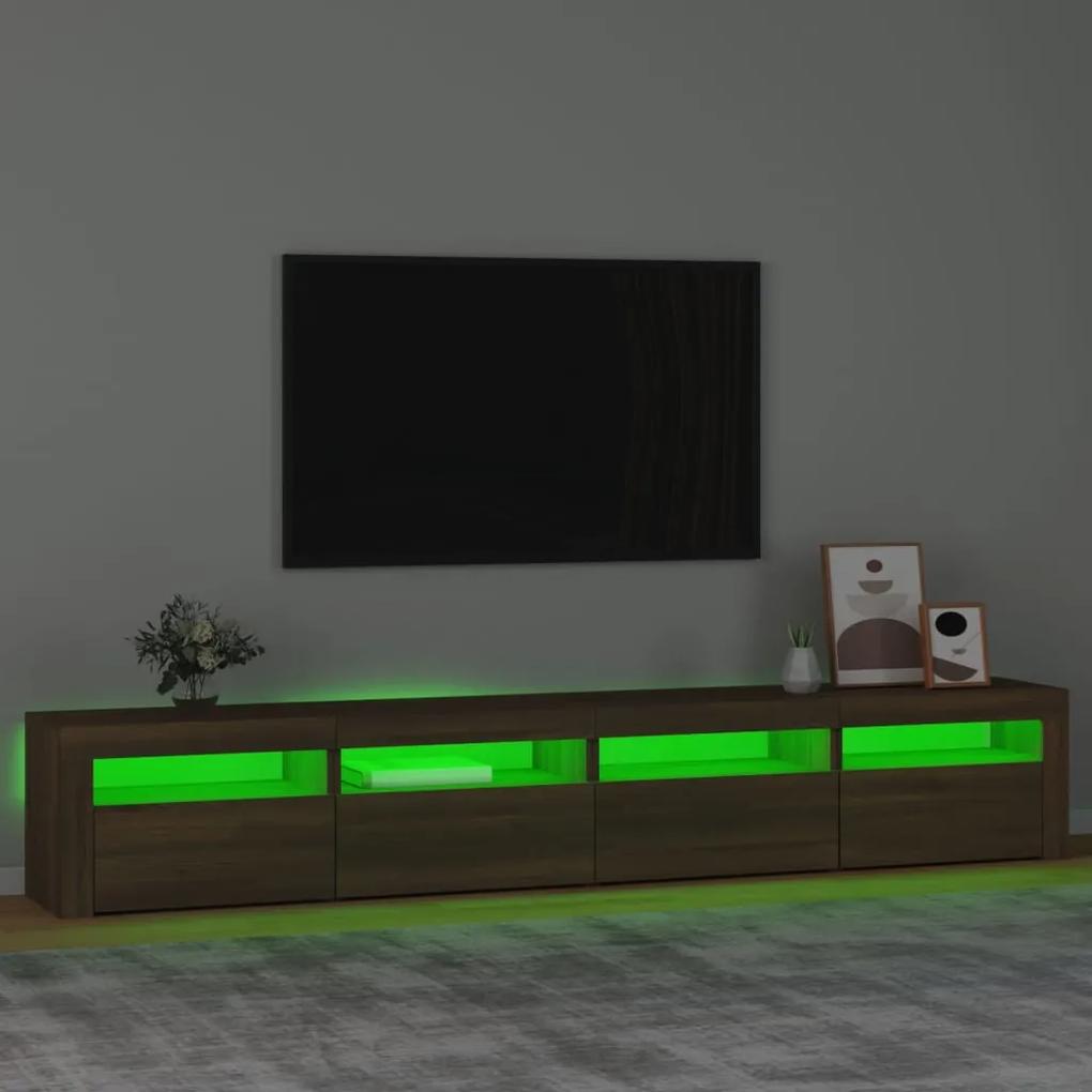 Móvel de TV com luzes LED 240x35x40 cm cor carvalho castanho
