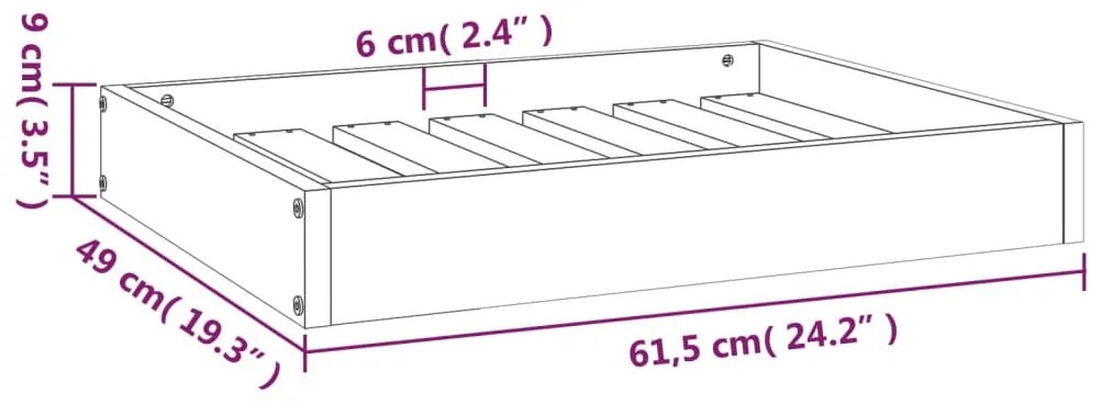 Cama para cães 61,5x49x9 cm madeira de pinho maciça cinza