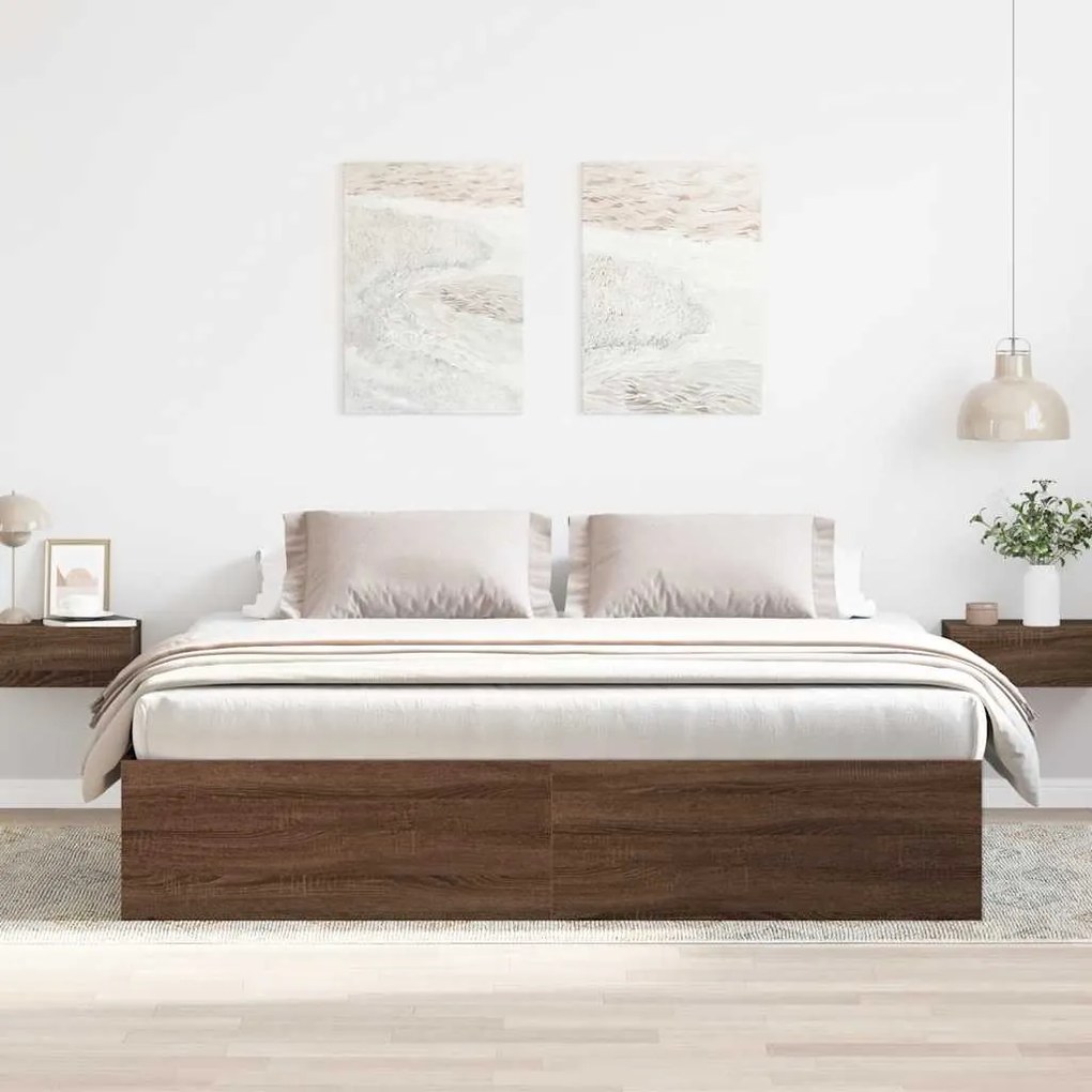 Estrutura de cama 200x200 cm carvalho castanho