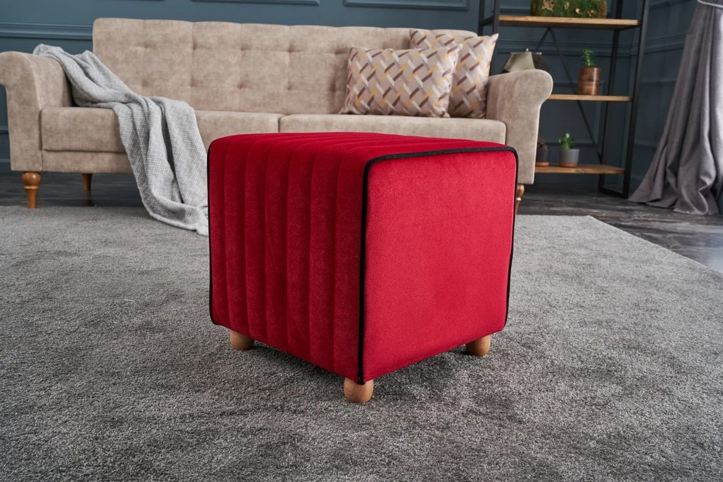 Pouffe Mona – Vermelho – 40x40x40 cm