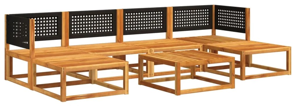 7 pcs conjunto sofás jardim c/almofadões madeira maciça acácia