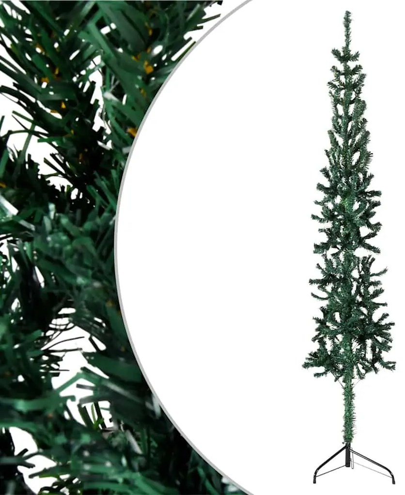 Meia árvore de Natal fina com suporte 120 cm verde