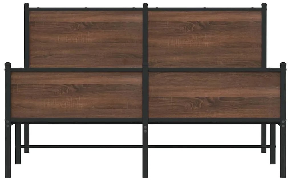 Estrutura de cama sem colchão 140x200cm metal carvalho castanho