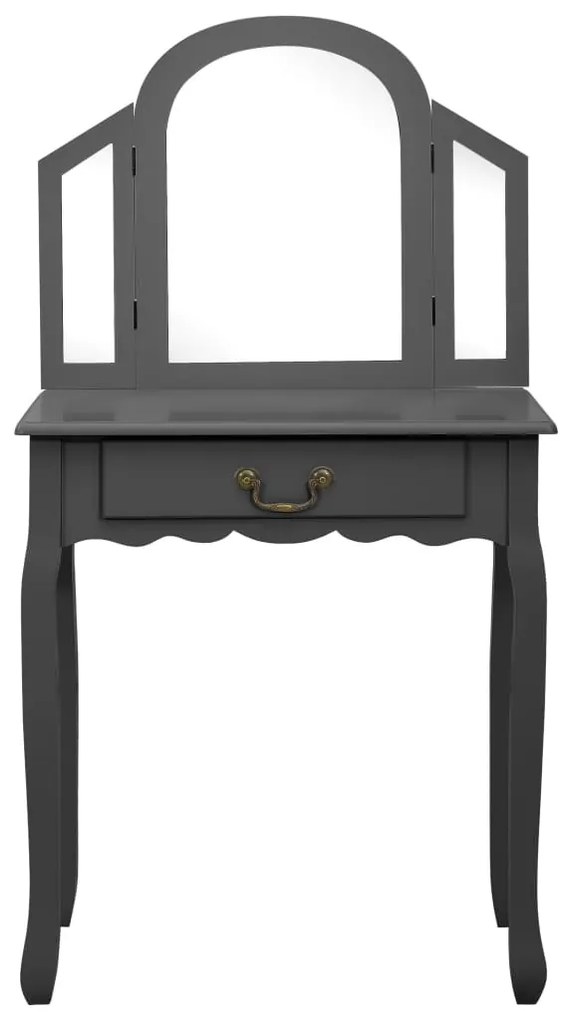 Toucador c/ banco 65x36x128 cm MDF e madeira paulownia cinzento