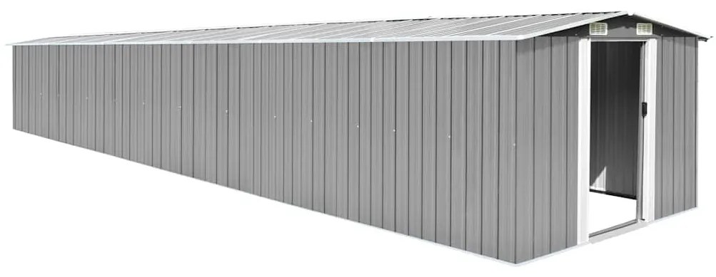 Abrigo de jardim 257x779x181 cm aço galvanizado cinzento