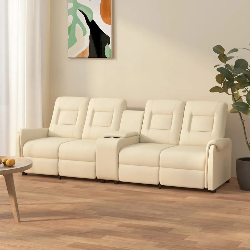 vidaXL Poltrona massagem 4 lug. reclinável c/ suporte copo creme