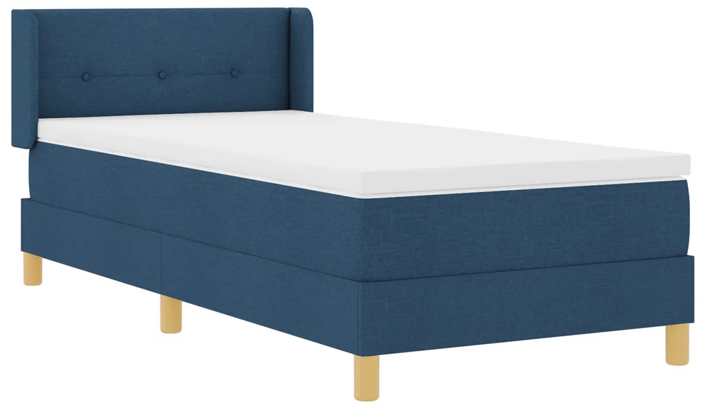 Cama Box Spring com Colchão Azul 100x200 cm Tecido