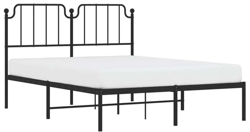 Estrutura de cama com cabeceira 140x200 cm metal preto