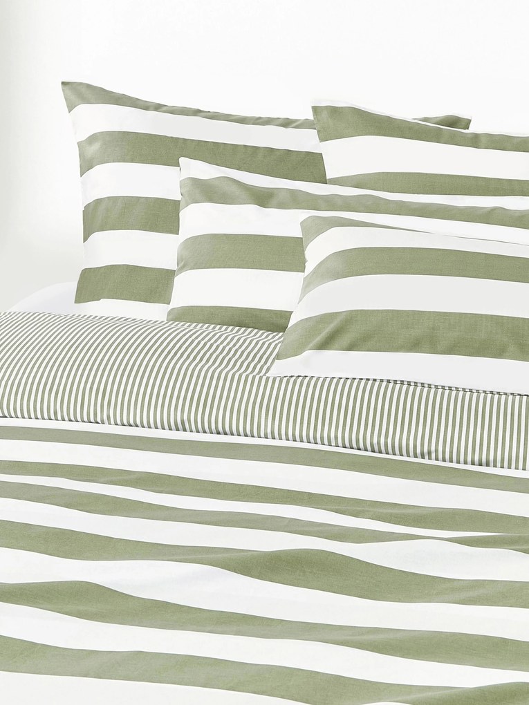 Capa de edredão reversível em algodão às riscas Lorena