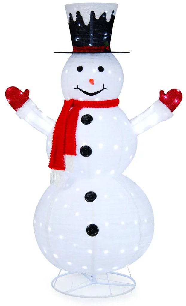 Boneco de neve dobrável de 186 cm com 200 Luzes LED Brancas Frias Pátio Interior Pátio Exterior Decoração de Natal