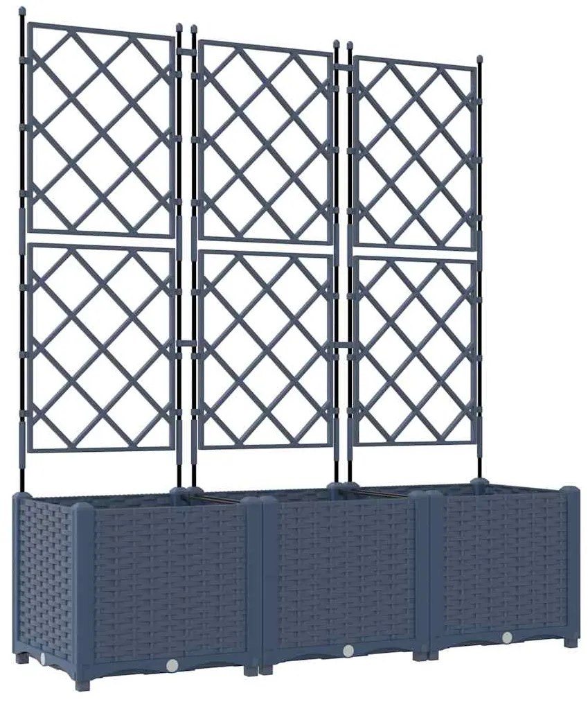 Jardineira com Treliça 3 pcs Cinza 120x40x143 cm