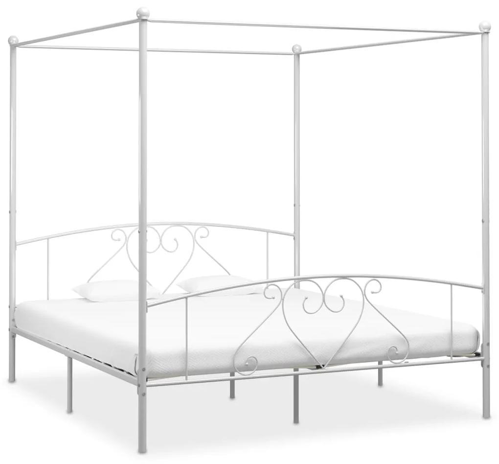 284432 vidaXL Estrutura de cama com dossel metal 200x200 cm branco
