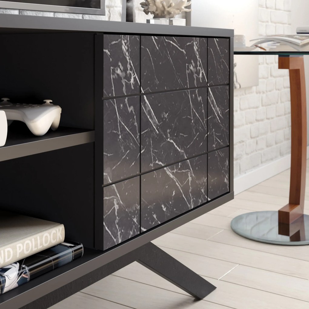 Móvel TV North – Preto Mármore – 130x38,6x58,6 cm