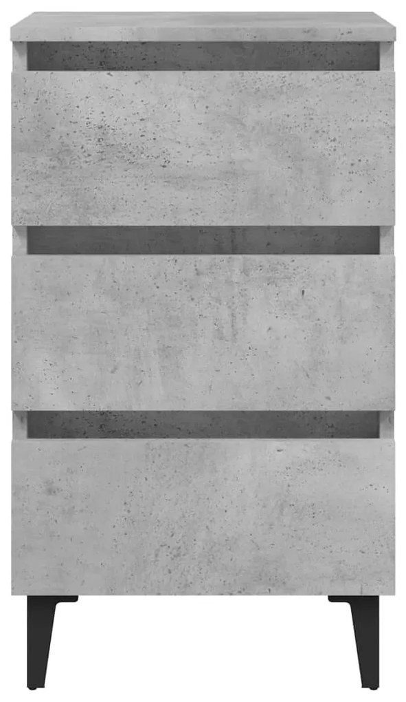 Mesas cabeceira pernas metal 2 pcs 40x35x69 cm cinzento cimento