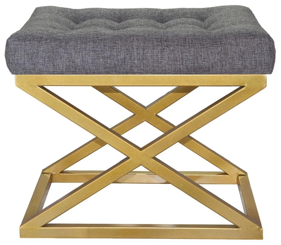 Pouffe Capraz – Dourado e Cinzento – 50x42x40 cm