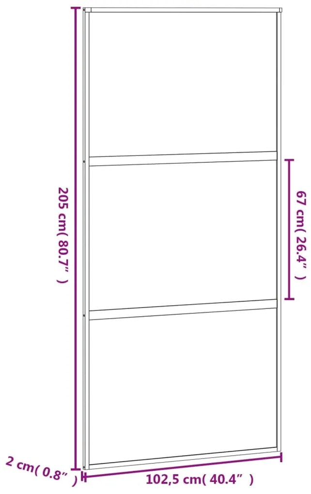 Porta deslizante 102,5x205 cm vidro temperado e alumínio branco