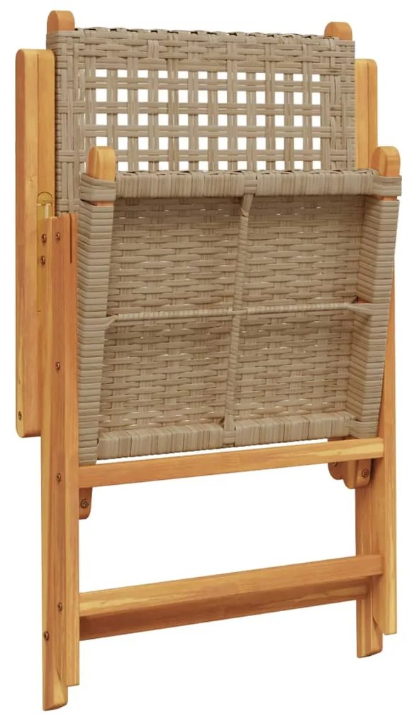 7pcs conjunto de jantar p/ jardim vime PE/ madeira maciça bege