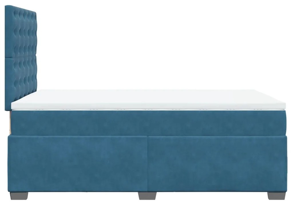 Cama boxspring com colchão 120x200 cm veludo azul