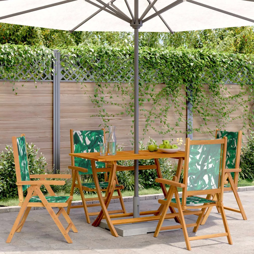 vidaXL Cadeiras jardim reclin. 4 pcs tecido/madeira maciça verde