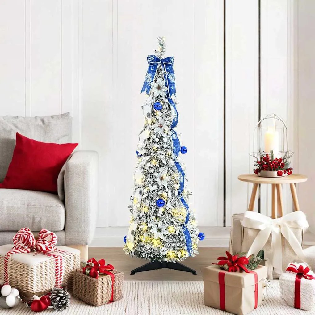 vidaXL Árvore de Natal Artificial com 50 LEDs Branco 120 cm PVC