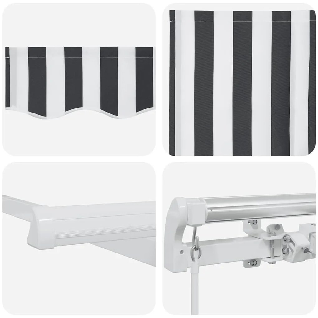 Toldo retrátil manual 500x300 cm antracite e branco