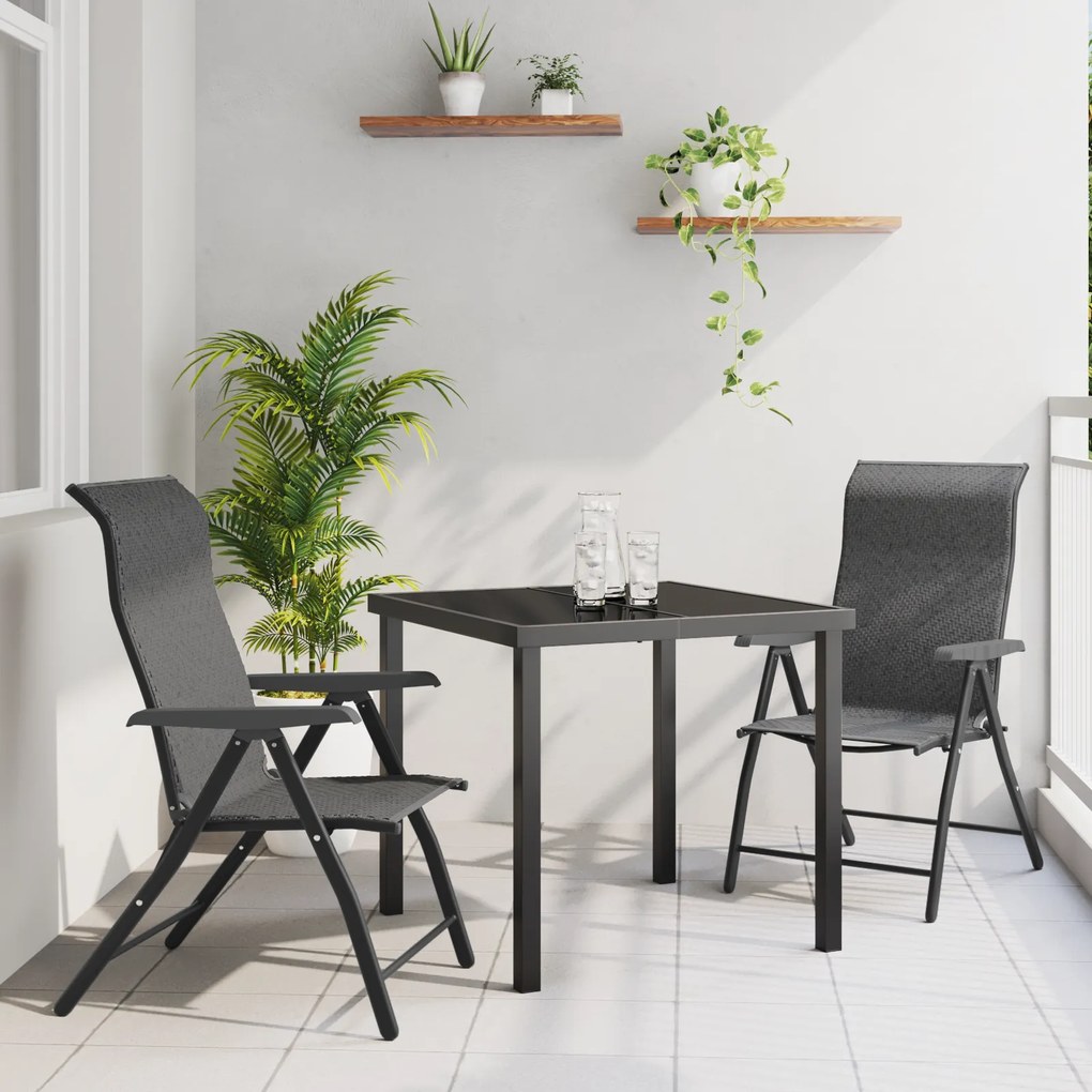 vidaXL Conjunto de Jantar de Jardim 3 Peças Cinza Rattan Polipropileno