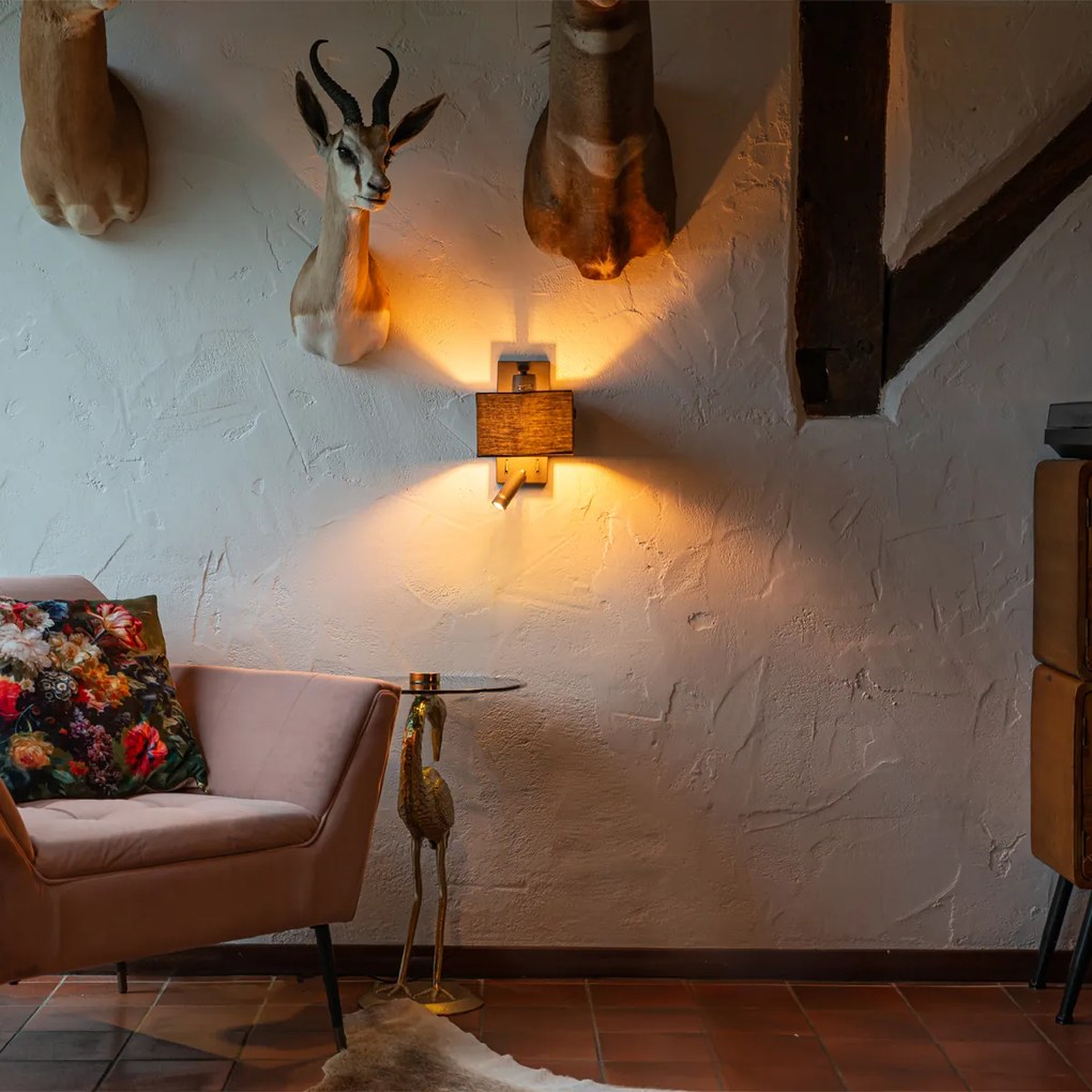 Candeeiro de parede moderno preto quadrado com luz de leitura - Puglia