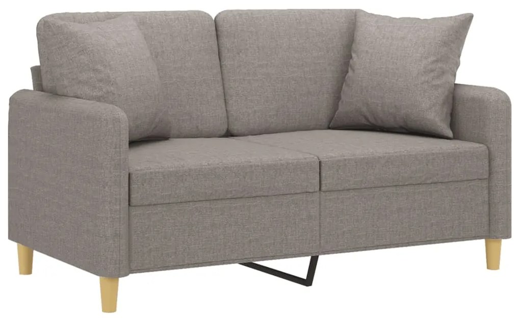 Sofá 2 lug. +almofadas decoração 120cm tecido cinza-acastanhado