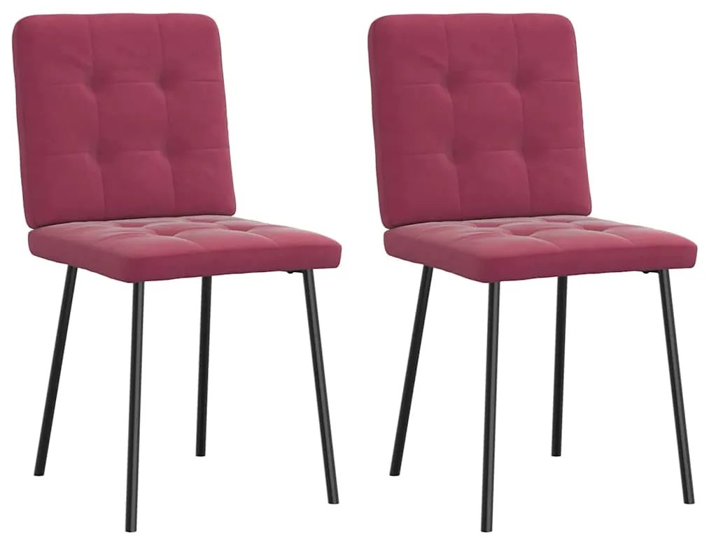 Cadeiras de jantar 2 pcs veludo vermelho tinto