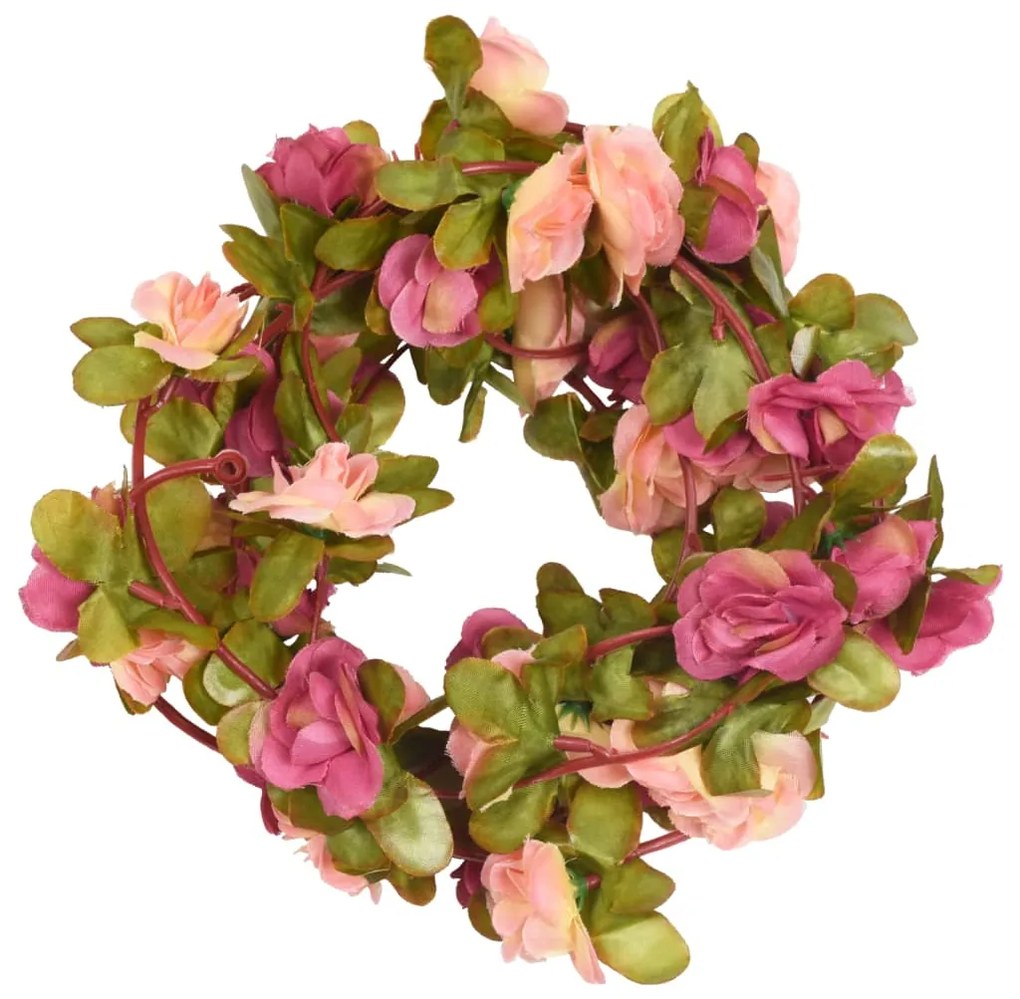 Grinaldas de flores de Natal 6 pcs 250 cm vermelho rosado