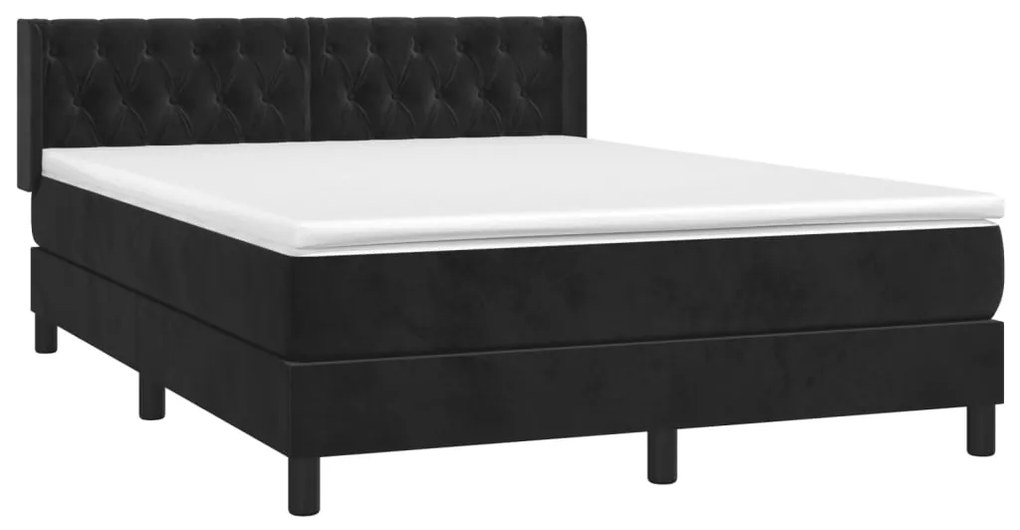 Cama com molas/colchão 140x200 cm veludo preto
