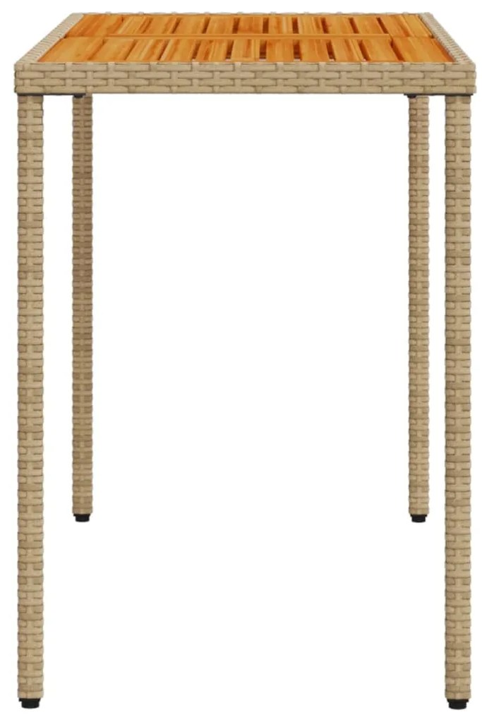 Mesa de jardim com tampo em acácia 115x54x74 cm vime PE bege