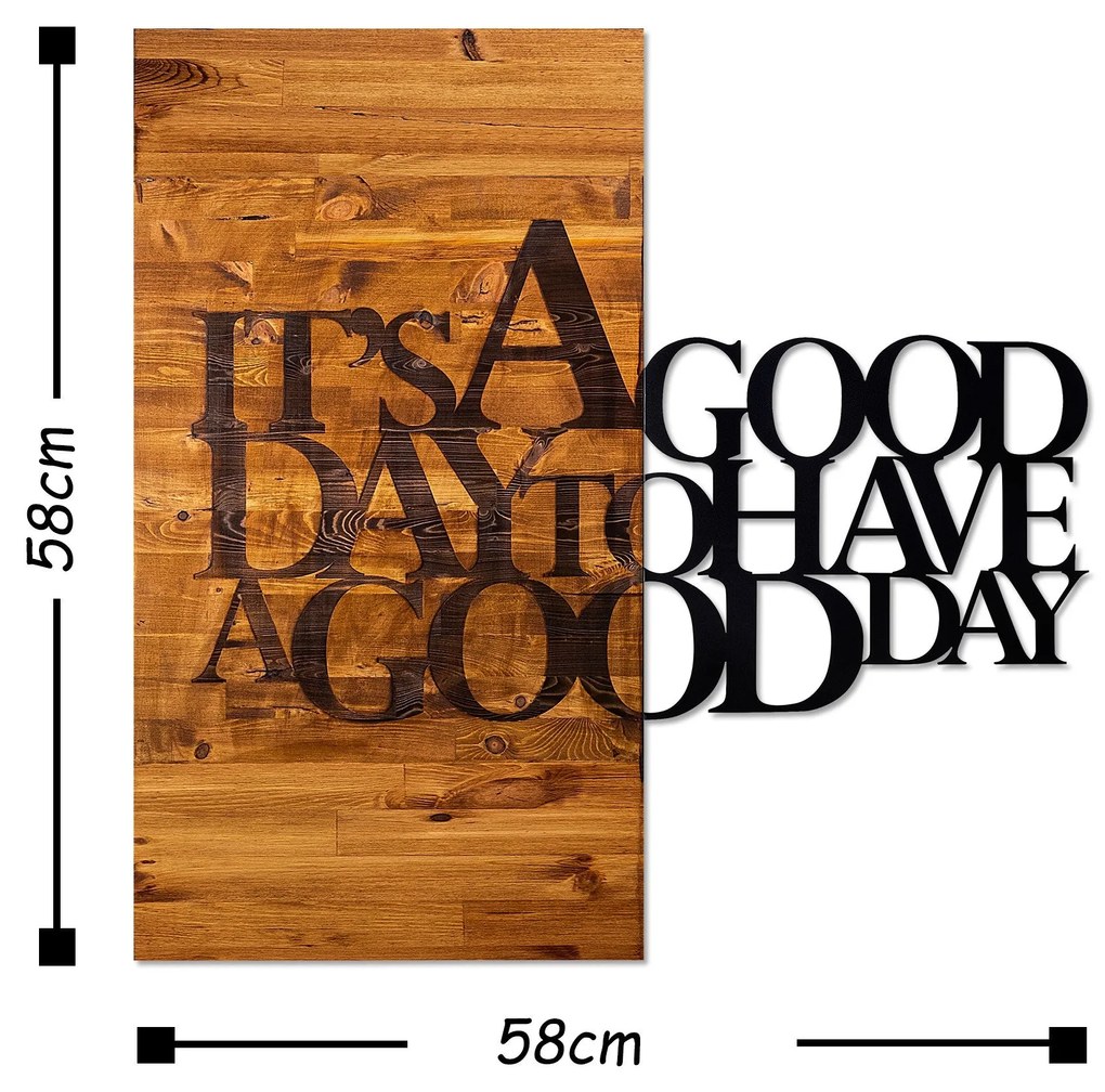Acessório Decorativo de Parede It's a Good – Nogueira e Preto – 58 x 5