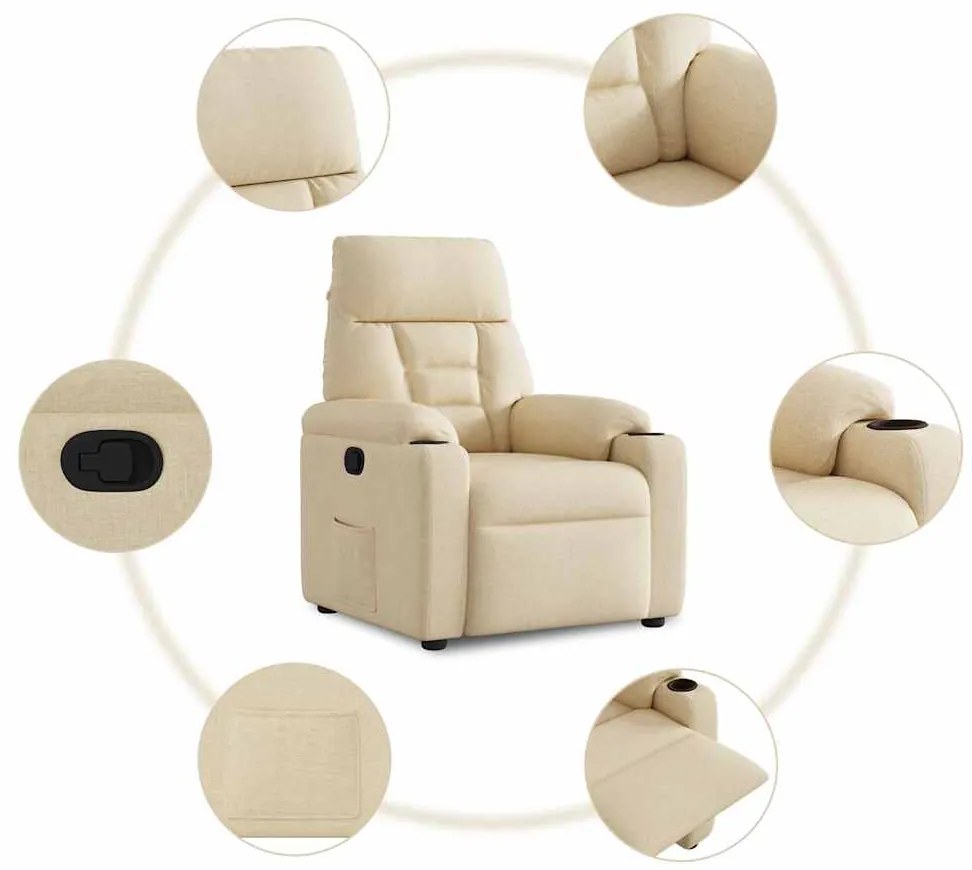Poltrona reclinável tecido cor creme