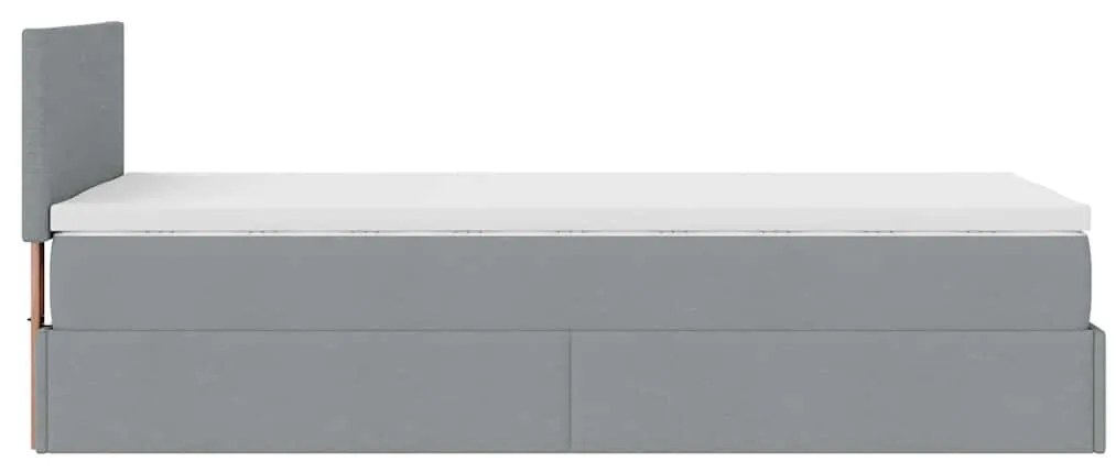 Estrutura cama otomana colchão 90x190 cm tecido cinzento claro