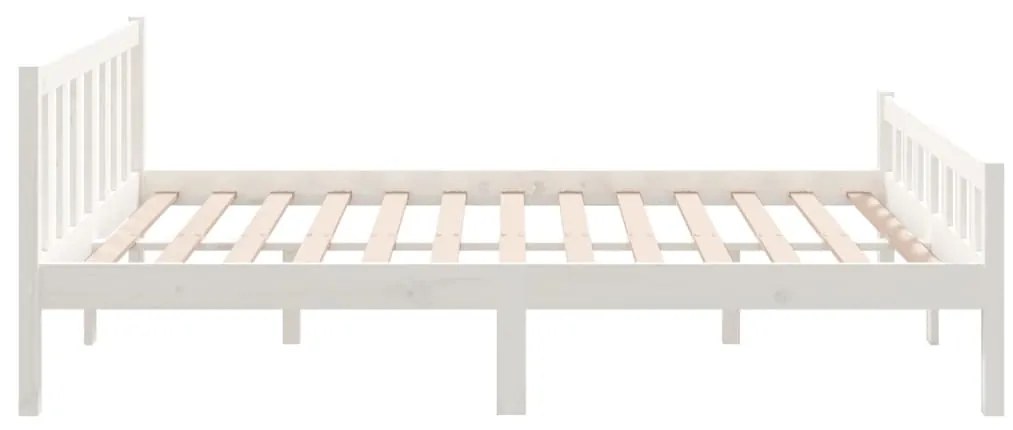 Estrutura de cama casal 135x190 cm madeira maciça branco