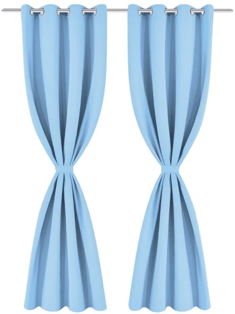 Cortinas blackout 2 pcs com ilhós de metal 135x175 cm turquesa