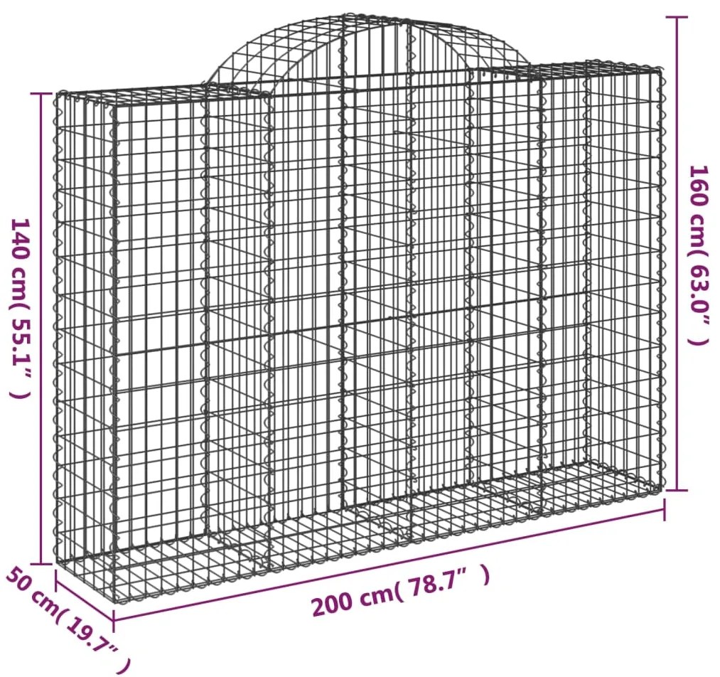 Cestos gabião arqueados 12 pcs 200x50x140/160 ferro galvanizado