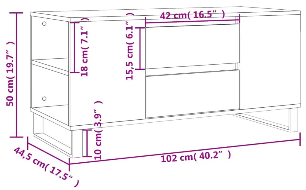 Mesa de centro 102x44,5x50 cm derivados de madeira branco